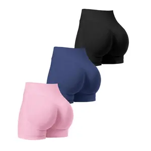 Women's seamless tight and sexy hip lifting shorts for exercise, high waist and abdominal control gym yoga shorts, casual daily wear