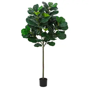 5 Ft Artificial Fiddle Leaf Fig Tree Faux Ficus Lyrata Plant with 62 Fiddle Leaves Tall Fake Plants Large Floor Plant with Pot for Indoor Living Room House Office Decor Housewarming Gift Decorative Fruit Nature Ornaments