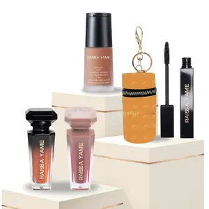 Raissa Yame Makeup Bundle - Includes 2-in-1 Concealer+ Foundation, Lip Gloss, Lip Matte,Mascara & Lipstick case Keychain - Complete Beauty Set for Everyday Use