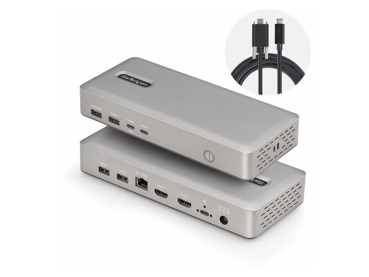 StarTech USB4 Docking Station - USB-C 40Gbps - Dual Video HDMI - 6x USB - 2.5 GbE Ethernet - 100W PD - 2x HDMI 2.1 - Locking 3.3ft USB4 Host Cable  155NA-USB4-DOCK
