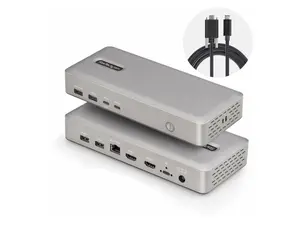 StarTech USB4 Docking Station - USB-C 40Gbps - Dual Video HDMI - 6x USB - 2.5 GbE Ethernet - 100W PD - 2x HDMI 2.1 - Locking 3.3ft USB4 Host Cable  155NA-USB4-DOCK