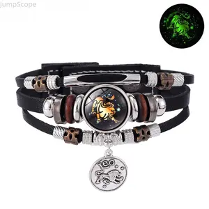 2026 New 12 Constellation Glow Bracelet | Adjustable Vintage Leather Wristband for Astrology Lovers Perfect Birthday/Spiritual Gift for Her/Him