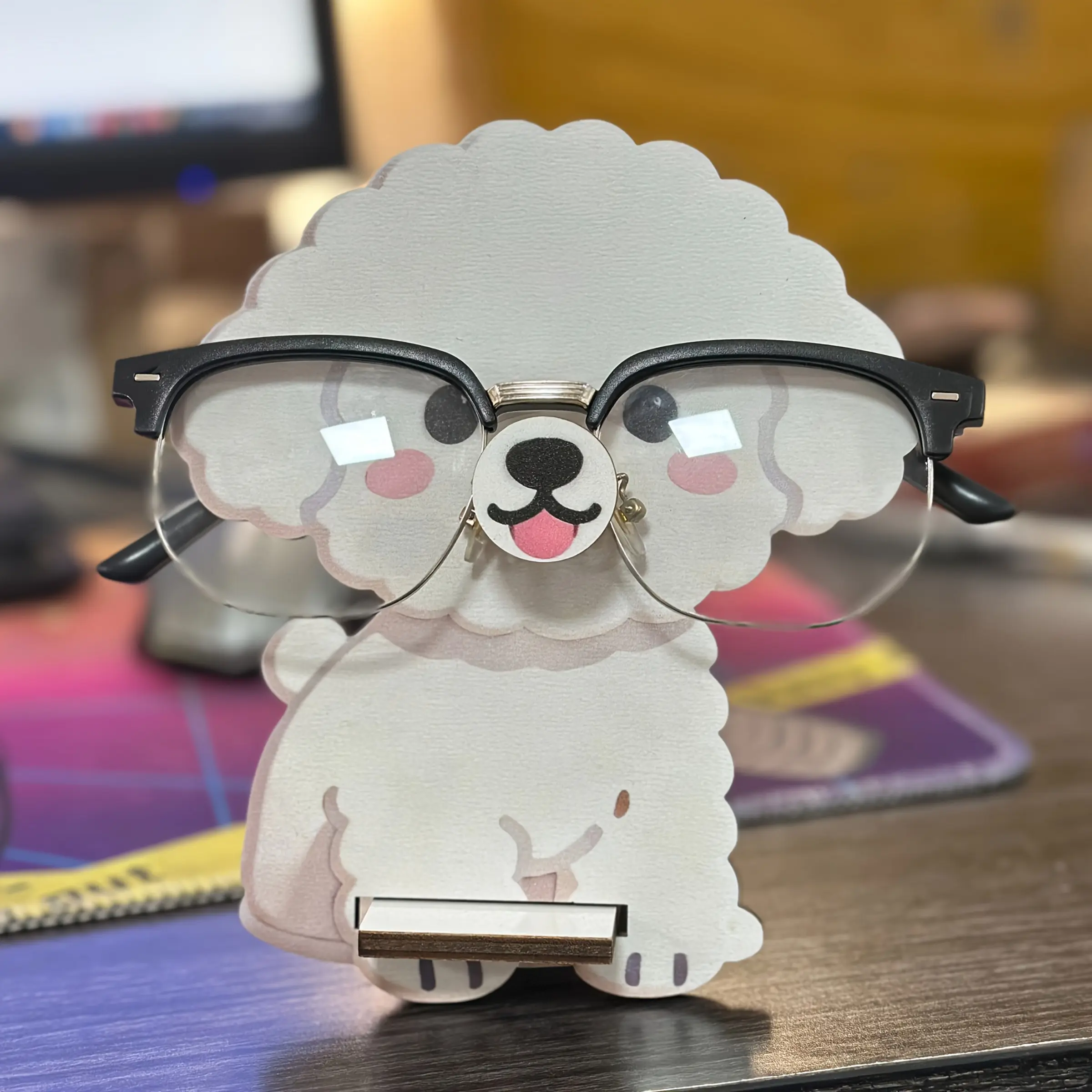 Cute Teddy Dog Eyeglass Holder, Cartoon Display Stand, Desktop Decoration, Animal Shape Glasses Organizer, Storage and Decorative Dual Function, Eyeglasses Holder