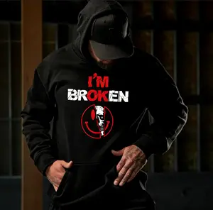 I’m Broken Tactical Smile Hoodie – Men’s Dark Humor Graphic Sweatshirt, Sarcastic Tactical Hoodie