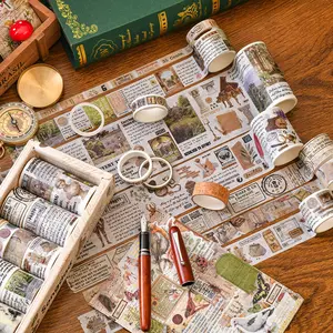 18 Rolls Vintage Floral Plant Pattern Paper Tape, Decorative Handmade Tape for Journaling and DIY Projects, Home and Office Decoration