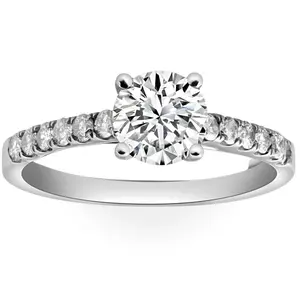 1 3/4Ct Round Cut Lab Grown Diamond Engagement Ring in 10k White Gold