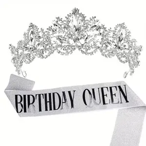 Birthday Queen Crown for Women, Girls Princess Crowns for Women, Queen  for Mom, Silver Birth Crown Headband Birth Sash, 30th 40th 50th Birthday Prom Party Decorations for Mother outdoorfun