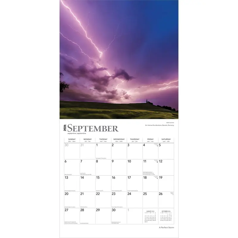 A Perfect Storm | 2026 12 x 24 Inch (Hanging) Monthly Square Wall Calendar | Foil Stamped Cover | Plastic-Free | BrownTrout | Worldwide Weather 3