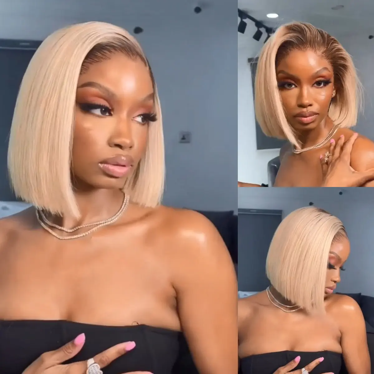 AliPearl Wig Glueless Straight #4/613 Ombre Bob Wigs 6x8 Closure & 13x4 Frontal Short Bob Wig Blonde with Dark Brown Roots with Baby Hair Human Hair Pre Plucked #TikTokShopBackToSchool #SoHoChic