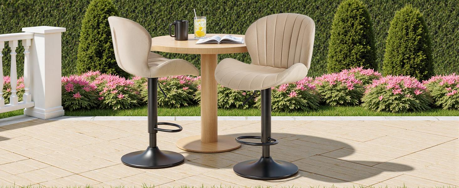 Bar Stools, Modern Swivel Bar Chairs, Adjustable Fabric Upholstered Barstools Counter Height with Backrest for Bar, Kitchen Island, Dining Room Bar Stools, Modern Swivel Bar Chairs, Adjustable Fabric Upholstered Barstools Counter Height with Backrest for Bar, Kitchen Island, Dining Room