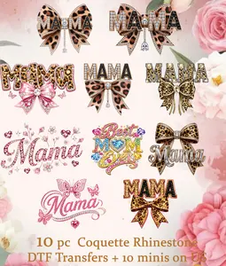 10 pc  Coquette Rhinestone DTF Transfers (Plus 10 minis on US)