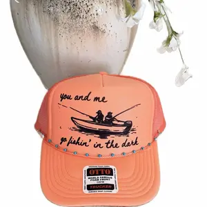 You and Me Go Fishin' in the Dark Design with Studs and Adjustable Snap Closure Otto Trucker hat