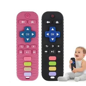 2Pack Silicone Teething Toys for Infant Toddlers Remote Control Shape Teethers for Babies Chew Toys Relief Soothe Gums Set BPA Free Freezable Dishwasher Refrigerator Safe