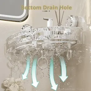 Premium Acrylic Corner Suction Cup Shelf forBathroom-Durable,Space-Saving ShowerOrganizer with Strong Hold, Easy Installation