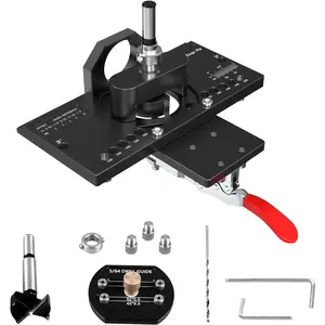Metal Concealed Hinge Jig with Quick Clamp and Dust Vacuum Adapter,35mm Cabinet Hinge Hole, Aluminum Tool for Woodworking, Mounting Tool