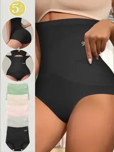 QUASTI 4-Piece High-Waisted Elegant Cotton Tummy Control Women's Panties, Crossover and Buttock Hip Lifting Panties, Soft, Breathable, Highly Elastic and Skin-Friendly Shapewear Womenswear, Sizes S-5XL
