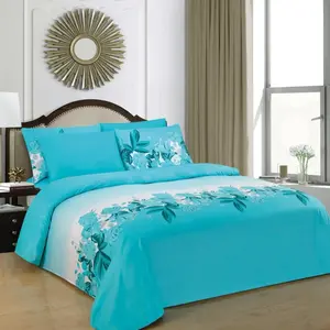6 Piece sheet king Bedding Set - Turquoise Floral Design - Soft & Comfortable - Perfect for Modern Bedrooms - Includes Duvet Cover & Pillowcases