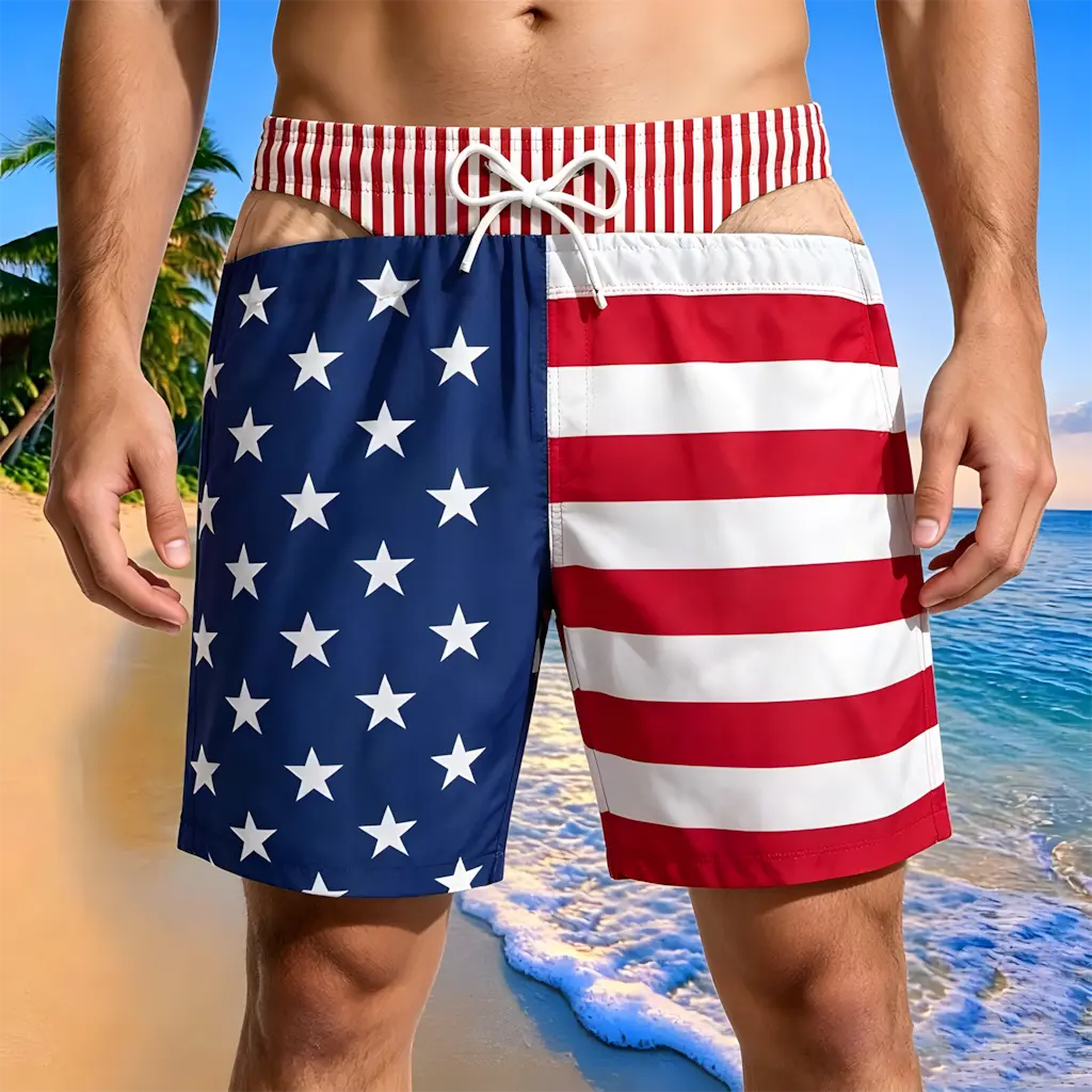 Funny Beach Shorts for Men Hairy Butt Cheek Novelty Patriotic Gag Swim Trunks American Flag Freedom & Chill Quick Dry Swimwear 3D Print Ugly Summer Hawaiian Short Vacation Pool Party Prank Gag Gifts for Him