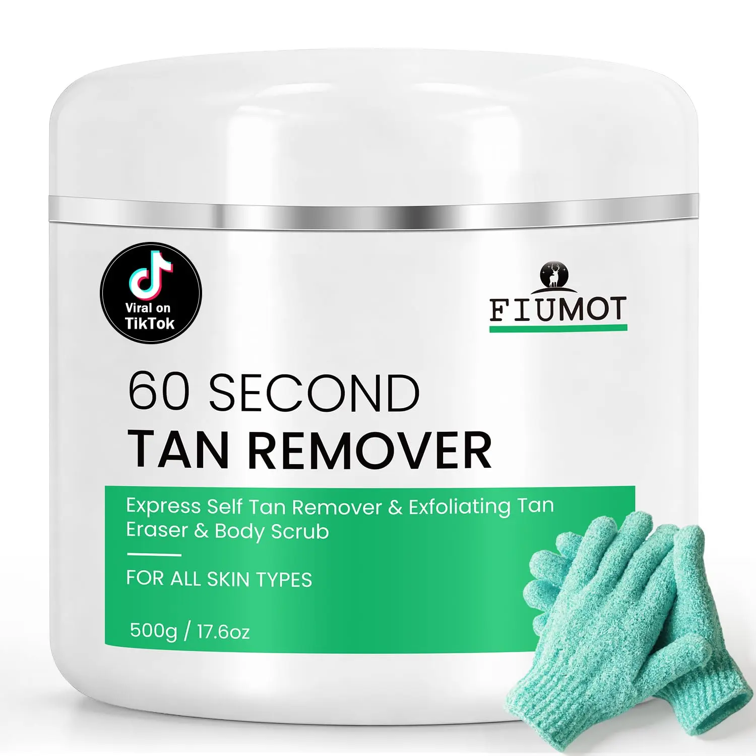 FIUMOT 60-Second Vegan Tan Remover: Fast Exfoliating Self-Tan Eraser for Uneven & Patchy Skin，17.6oz