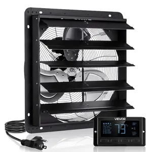 Summervibes VEVOR 20 inch Shutter Exhaust Fan, Wall Mounted Attic Vent Fan with Smart Programming Variable Speed Temperature Control, 4800 CFM, EC Motor, Timer, for Shed, Garage, Greenhouse Ventilation Cooling, Black