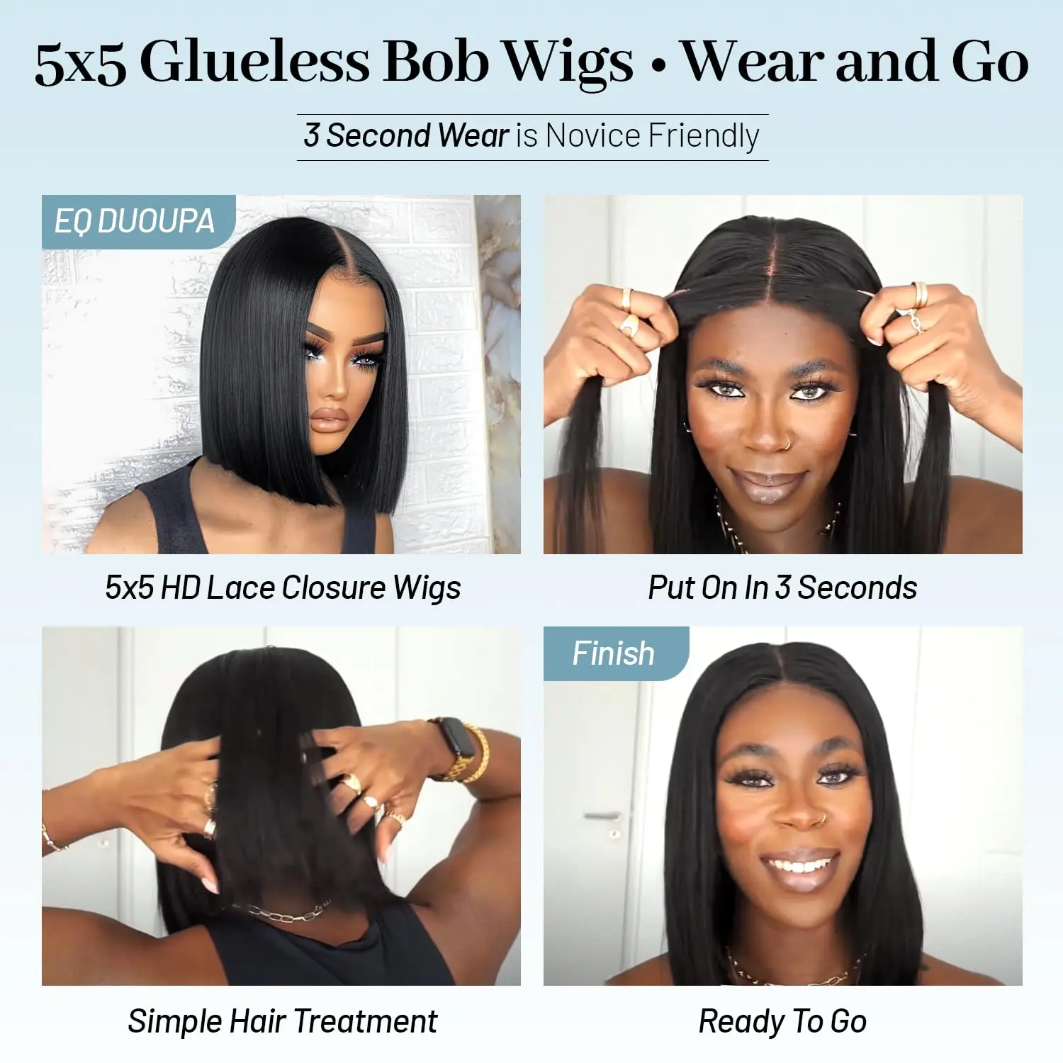 Human Hair Bob Wig Lace Front 5x5 Straight Brazilian Virgin Hair Glueless 5x5 Bob Wig Human Hair Straight Bob Lace Closure Wigs Human  main image 3