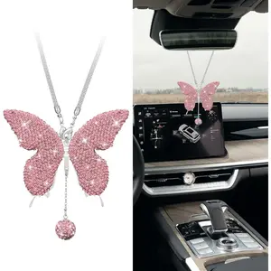 Bling Butterfly   Accessories,  Mirror  Accessories,  Rhinestone  Rear View Mirror Charms, Lucky  Auto  Ornament Pendant for   ()