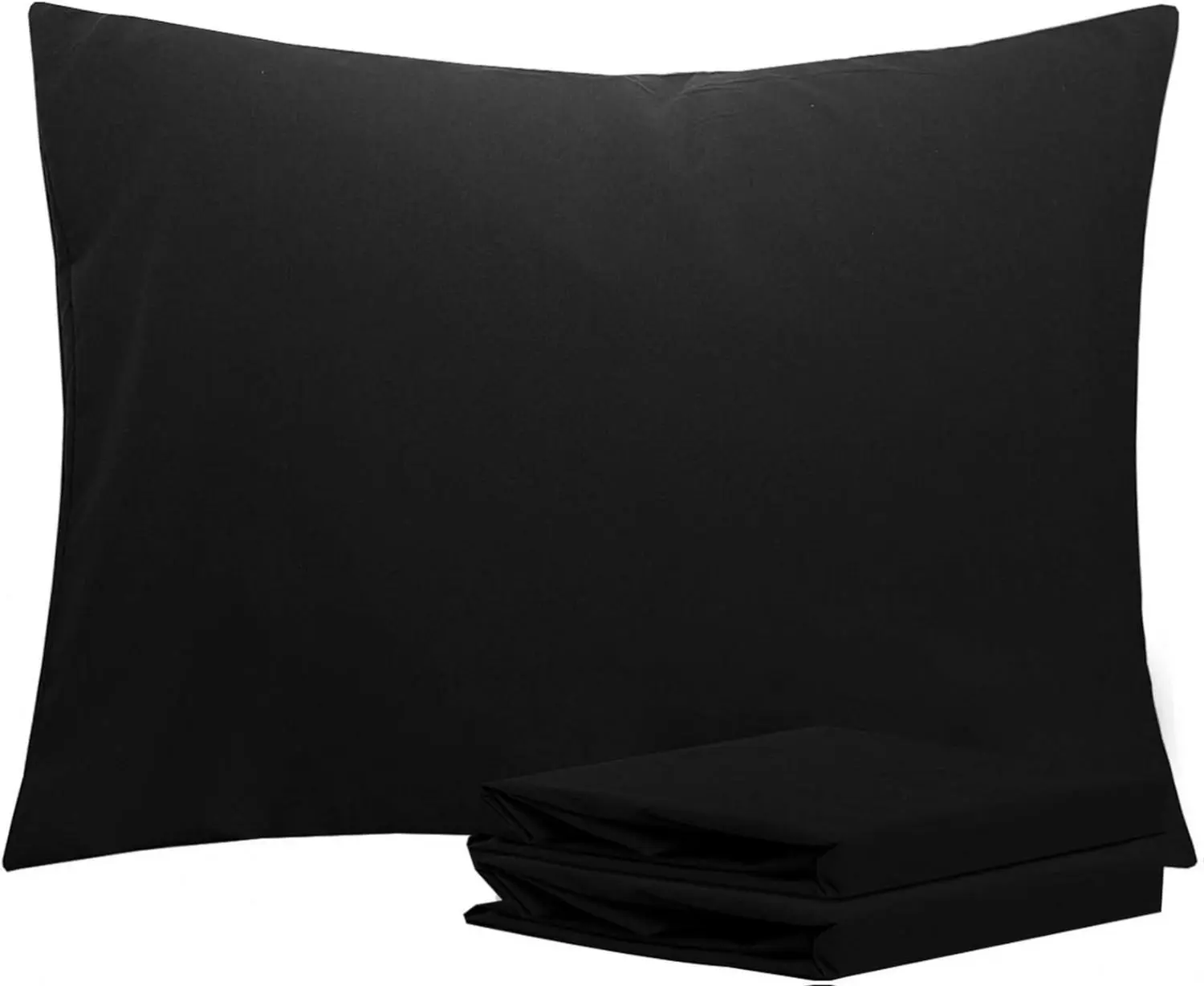 Standard Pillowcase Set - 2 Pack Brushed Microfiber 20x26 Pillowcases - Soft, Wrinkle-Free, Fade-Resistant, Stain-Resistant, Black Pillowcases with