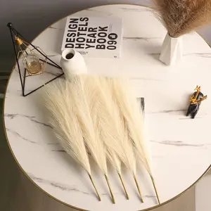 10 Pcs 17'' /45cm Artificial Pampas Grass Fluffy Stem Grass Flower For Home Decor Decorative Fruit Plants Set