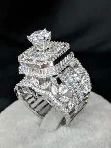 1 Pc Pretty Cubic Zirconia Ring For Women For Wedding Engagement Anniversary Party Jewelry Valentine's Day Gift Cluster Rings