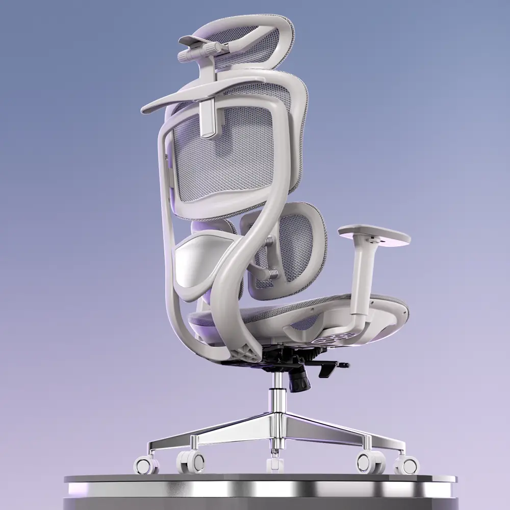 ERGOUP Ergonomic Office Chair with Footrest - Breathable Mesh, 4D Headrest, 360° Rotating Armrests, Gray - Designed for Extended Comfort, Ideal for IT, Finance & Gaming Enthusiasts