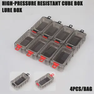 4 Pack Magic Cube Storage Box, Fishing Lure Bait Holder, Bass Boat Fish Hook False Bait Case, Accessories Organizer, Fishing Equipment