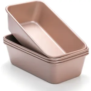 4 Pack Non-Stick Loaf Pan, 9.5 x 5.5 Inch Champagne Bread Loaf Pans Carbon Steel Bread Tin Set for Baking, Metal Bakeware for Bread, Meatloaf, Cake