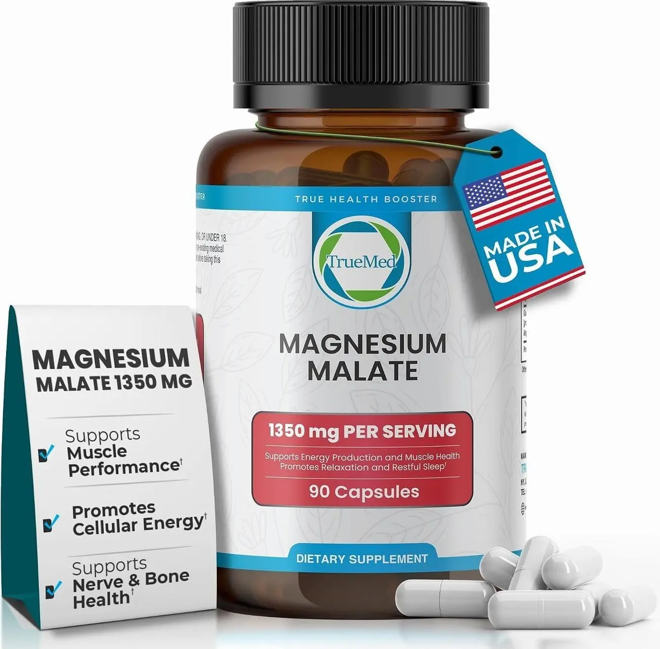 Magnesium Malate 1350 mg, 90 Capsules 30 Days Supply with High Bioavailability for Muscle Function, Energy Production and Holistic Wellness Support Non-GMO, Vegan, Made & Tested in The USAundefined