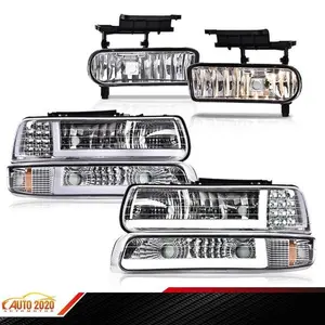 LED DRL Headlights Lamps + Fog Lights Fits For 99-02 Chevy Silverado 00-06