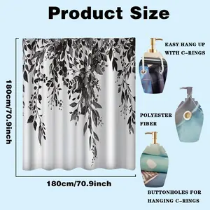 Leaf Pattern Shower Curtain, 70.9x70.9 Inches, Modern & Traditional Style, Easy Installation, Natural Inspired Design, Durable Polyester Fiber