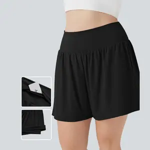 Halara Softlyzero Airy Super High Waisted 2-in-1 Cool Touch Yoga Plus Size Shorts 7" with Pockets#SpringStatement