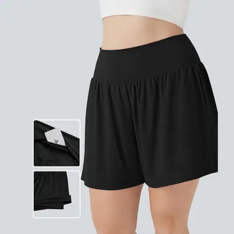 Halara SoftlyZero™ Airy Super High Waisted 2-in-1 InstantCool Yoga Plus Size Shorts 7" with Pockets