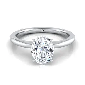 Round Comfort Fit Claw Prong Solitaire Oval Engagement Ring Setting in Platinum