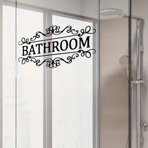 Bathroom Letter Pattern Wall Sticker, Removable Self Adhesive Wall Decal, Decorative Sticker for Home Bathroom, Decoration Items