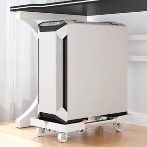 Mobile CPU Stand, Adjustable PC Tower Stand,  Tower Stand With 4 Locking Caster Wheels Fits  PC(White)