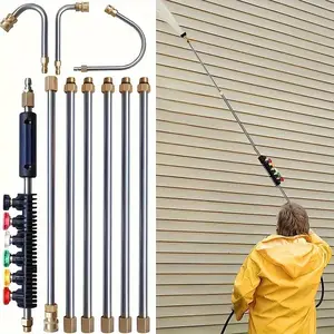 Pressure Washer Extension Wand 10 Pack Power Washer Lance Set with 5 Atomization Nozzle Tips Curved Rod for Gutter Roof Drainage & Walls Cleaning#Summervibes