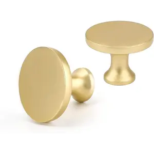 10Pack  Drawer Knobs - Matte , Round, Brass, Kitchen Cabinet Knobs