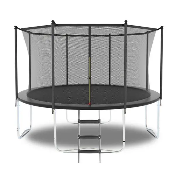 8FT Outdoor Trampoline with Safety Enclosure Net, Heavy-Duty Jumping Mat, Spring Cover Padding & Trampoline Workout Support for Kids
