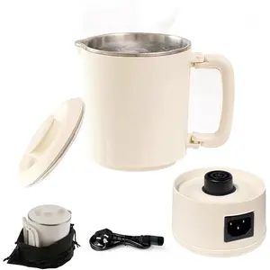 Collapsible Electric Kettle for Travel, Portable Foldable Kettle with  600W Boiling, Compact  Water Boiler for Hotel, Camping, Office and Dorm (800mL, Beige)