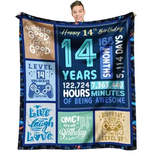1PC 14th birthday blanket gift ideas, 14th birthday gift, 14th birthday blanket gift, 14th birthday gift, 14th birthday decoration blanket.