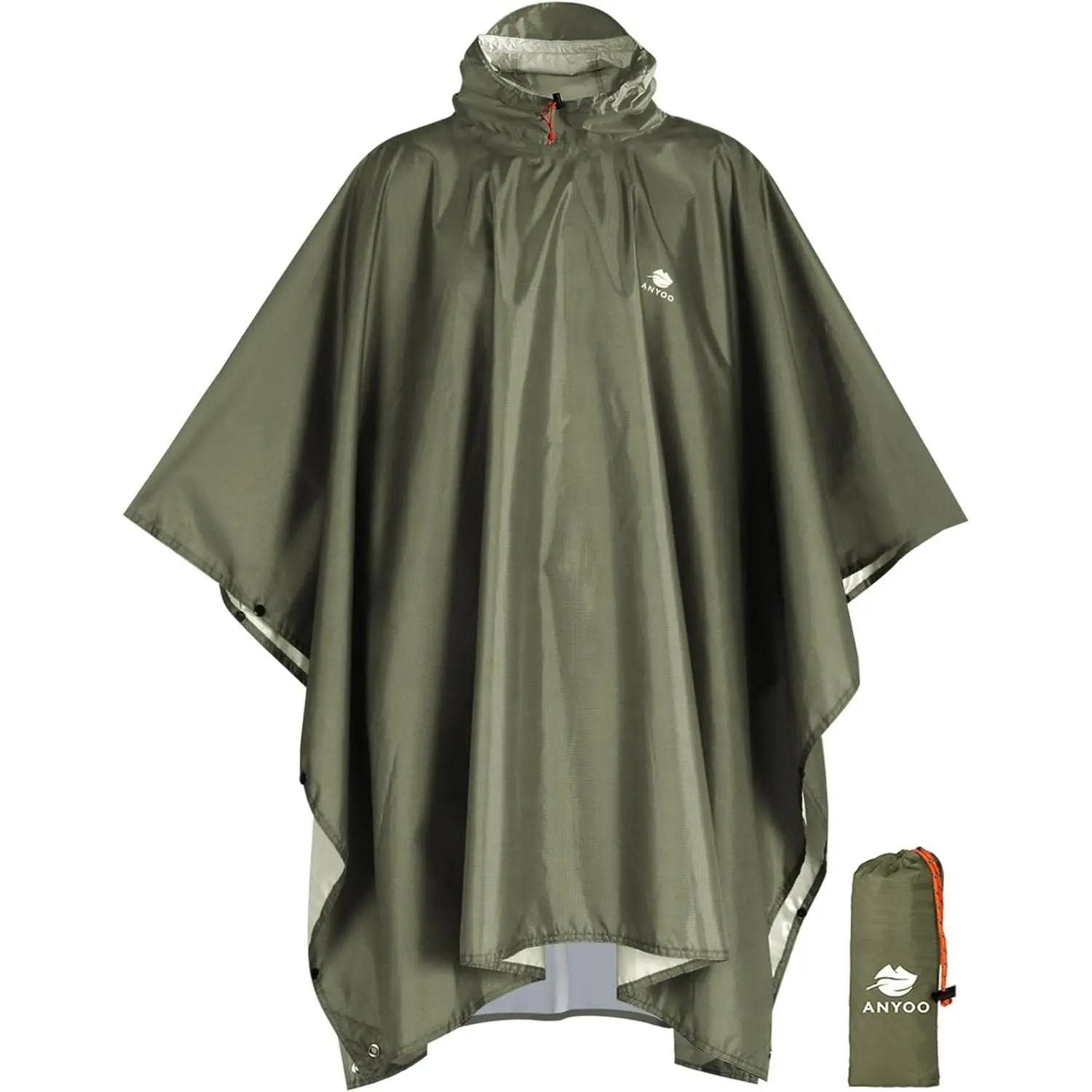 Hooded Rain Poncho for Adults Waterproof Lightweight Rain Coat for Men Women Reusable Rain Jacket for Emergency Outdoor
