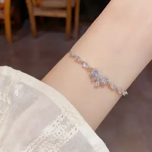 Crystal Bracelet with Bow Shape, Rhinestones Filled Sparkling Charm, Elegant Bridesmaid CZ Jewelry, Ideal for Wedding Engagement, Holiday Gifts for Her