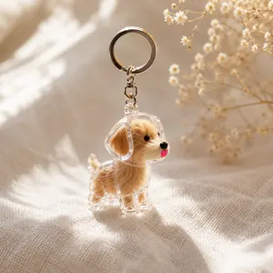 Pet Fur Keepsake Keychain — Personalized 3D Dog & Cat Memorial Figurine, Custom Pet Loss Gift, Rainbow Bridge Sympathy, Dog Mom Gift, In Loving Memory