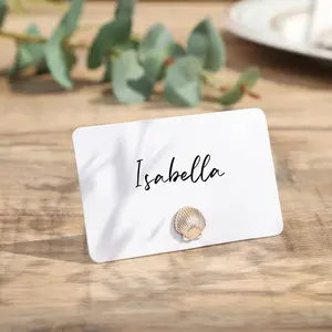 24Pcs Decorative Gold Shell Place Card Holders Bulk, Scallop Name Card Stands Set for Beach Wedding Decor Coastal Favors, Table Setting, Business Card, Name Tag, Party Food Labels