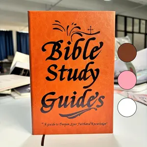 Bible Study Guides & Reflection Notebook - Hardcover Christian Planner for Deepening Faith, 66 Books Summary & Reading Plan, Available in Pink, Brown & White Hardcover, Scripture Study Journal for Men & Women